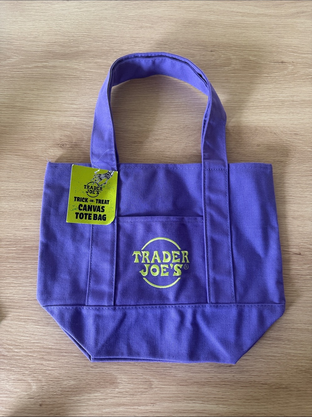 Trick or Treat Trader Joe's Purple Canvas Tote Bag
